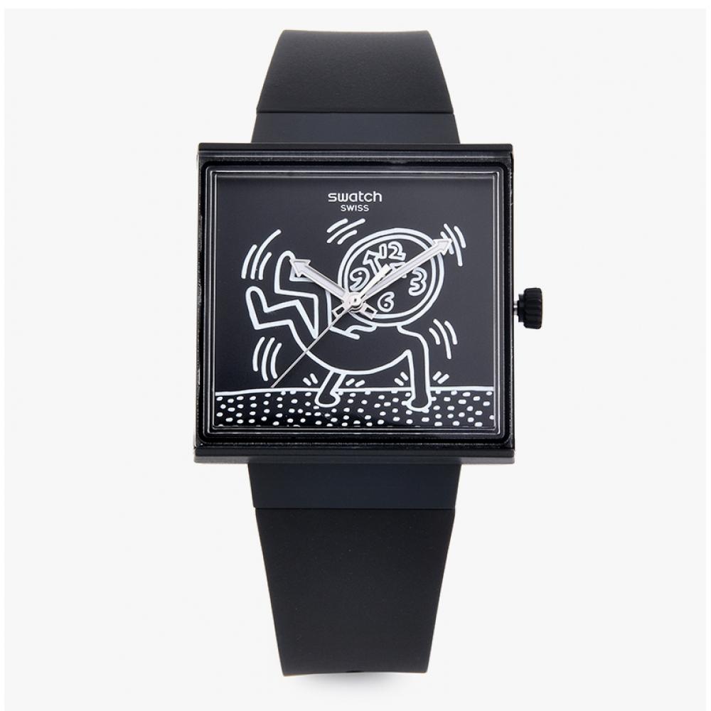 Swatch So34z103 Кит Харинг Освободись Освободись Публичные Полиуретановые Часы