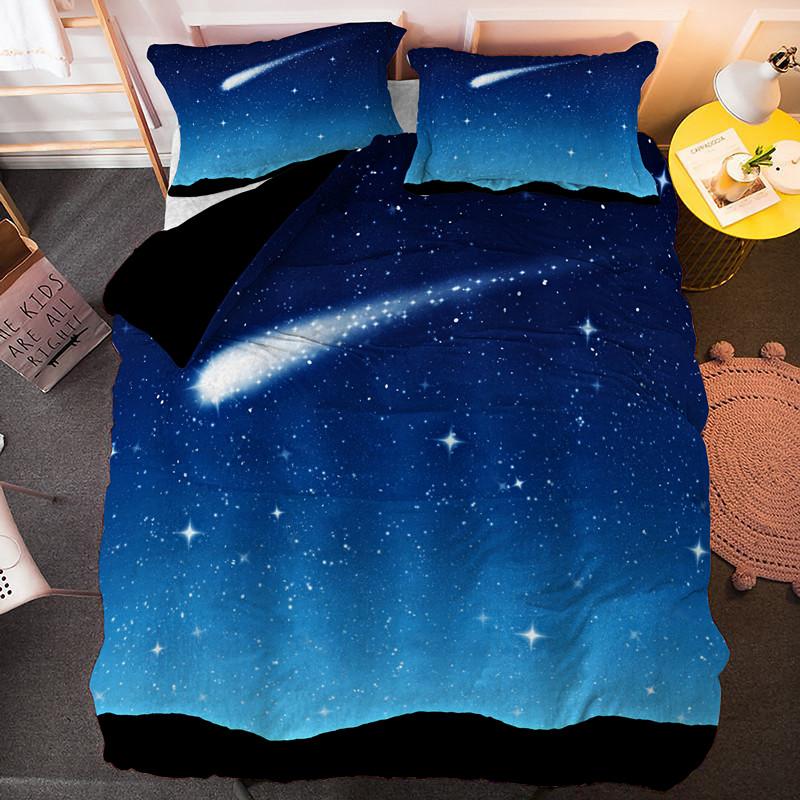 Пододеяльник с изображением метеорита и звезд, комплект постельного белья, ночное небо, сияющие звезды, покрывало для детей и подростков, для взрослых, полиэстер, пододеяльник размера King Size