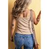 Women's Plus Size Vest Solid Color Button U-shaped Suspender Vest