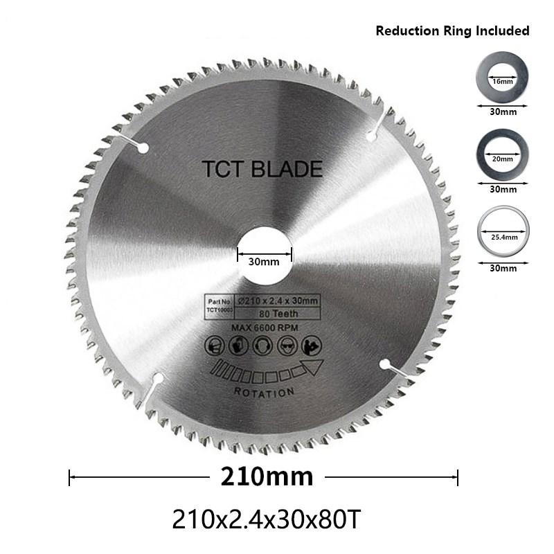 CMCP 210x30mm Circular Saw Blade 24T 48T 60T 80T TCT Saw Blade Carbide Tipped Wood Cutting Disc For Power Tools