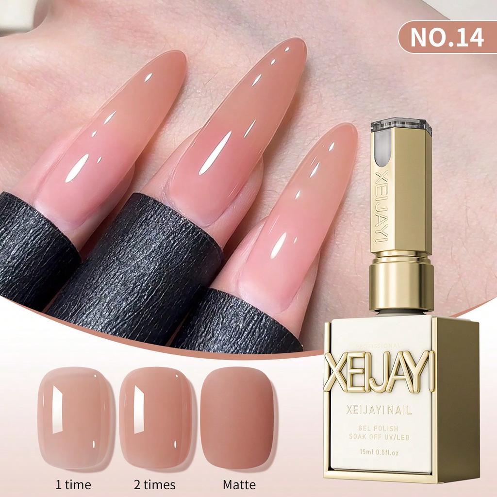 Nail Polish Gel Jelly Ice Transparent Nude, UV LED Nail Gel Polish, Glossy Finish, For Nail Salon And DIY