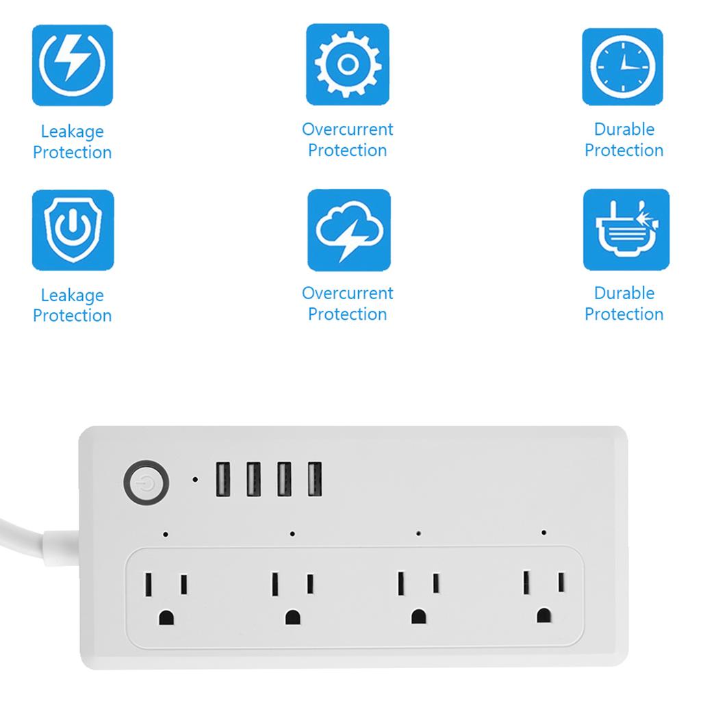 WiFi Удлинитель Сетевой фильтр Умный 4 USB порта Вилка с голосовым управлением