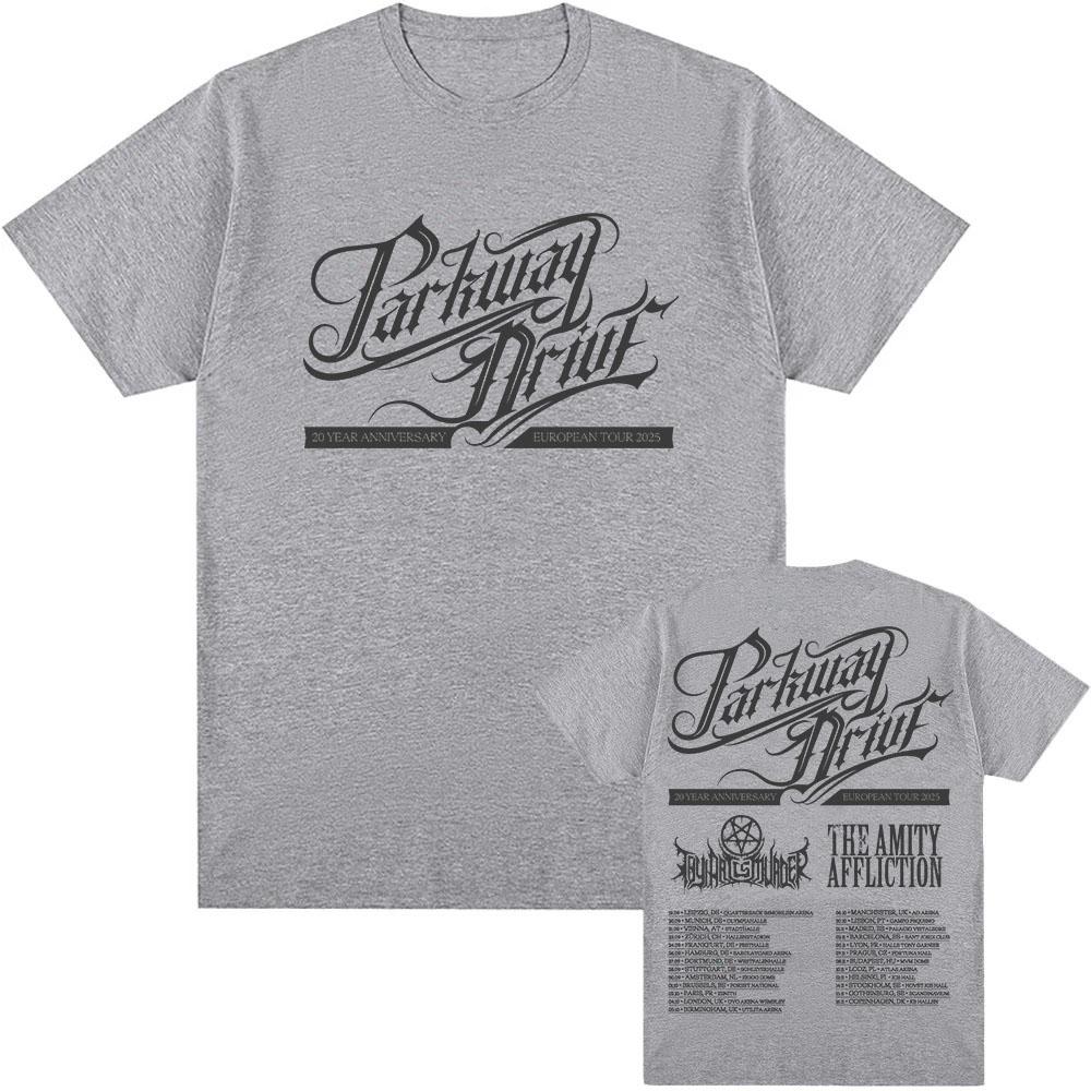 Parkway Drive 20-летний юбилейный европейский тур 2025 Футболка Хлопок Короткий рукав Мода Мужские футболки Унисекс Уличная одежда Принт Футболка