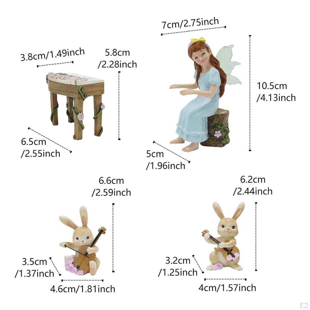 Фея, играющая на пианино, статуэтка кролика, украшение, подарок на новоселье, мультяшная скульптура из смолы