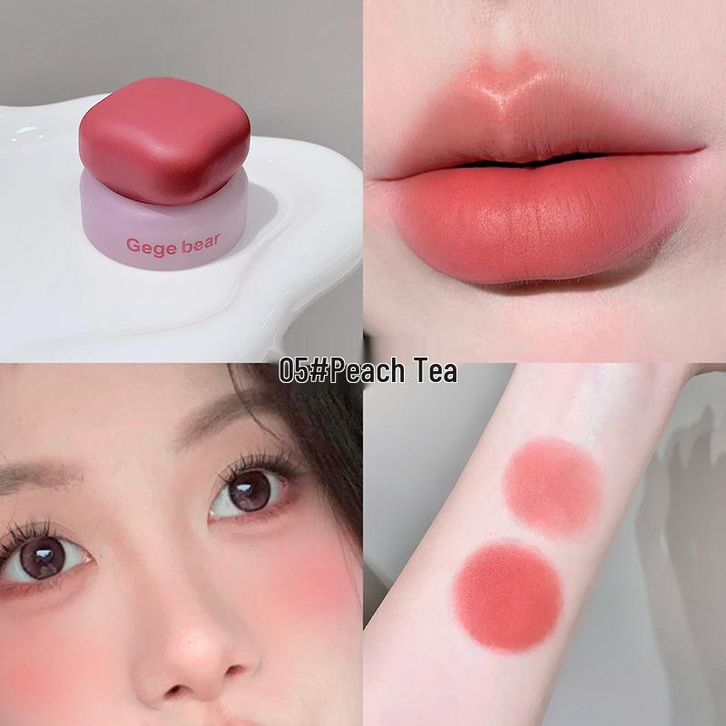 Крем-румяна для губ и щек Gege Bear Mousse Lip & Cheek Cream Blush Lip Mud - Стойкий многофункциональный нюдовый макияж для молодого вида.