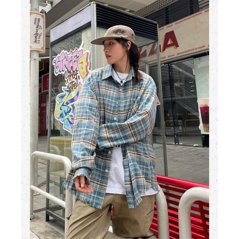 Мужская рубашка-рубашка с длинным рукавом в стиле ретро в американском стиле 2024 года на осень