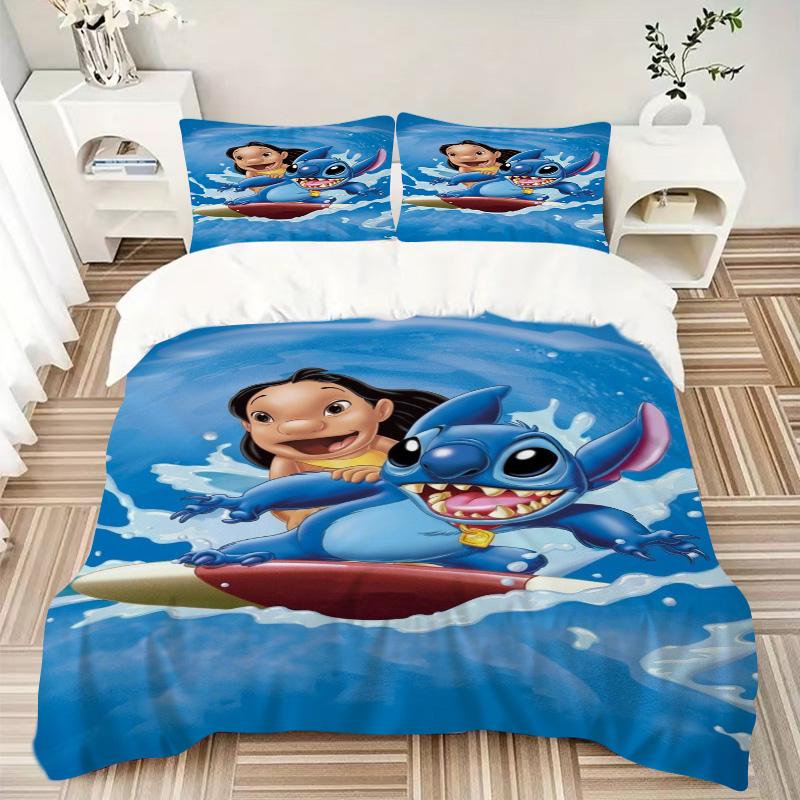 Lilo Stitch Adventure Print 3Pcs Bedding Setduvet Cover With 2 Bedropillowcase Home Birthday Gift