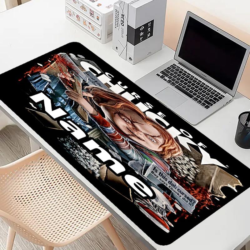 Custom Name Personalized Bride of Chucky Pattern Mousepad, Laptop PC Desk Mat, Decorative Desk Mat for Home Keyboard Pad Gift