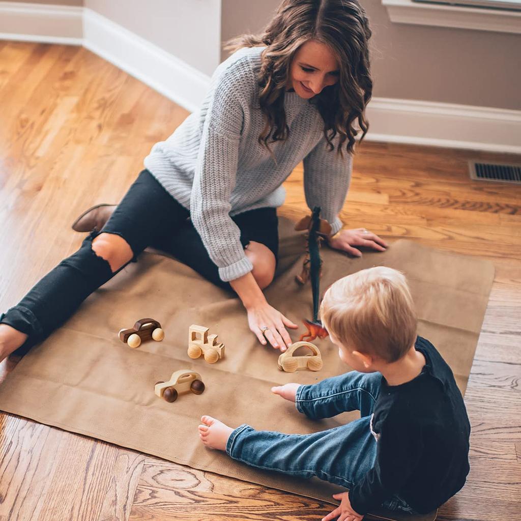 Mamimami Home Mini Car Wooden Toy Rattle Safety Nepainted Improved Clay Wood Rattle Car Educational Toy 1 2 3 4 5 6 Years Old Children Newborn Infant