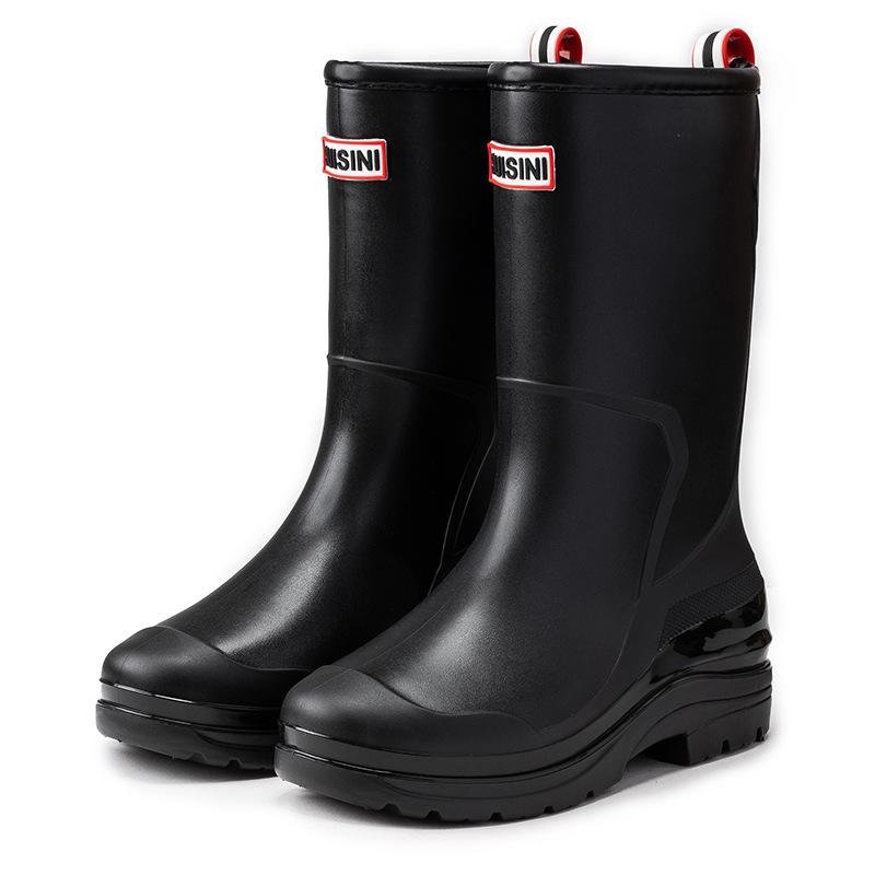 Модные средние и высокие резиновые сапоги женская мода универсальный пучок устье бархатные теплые четырехсезонные дождевые туфли взрослые уличные водные туфли