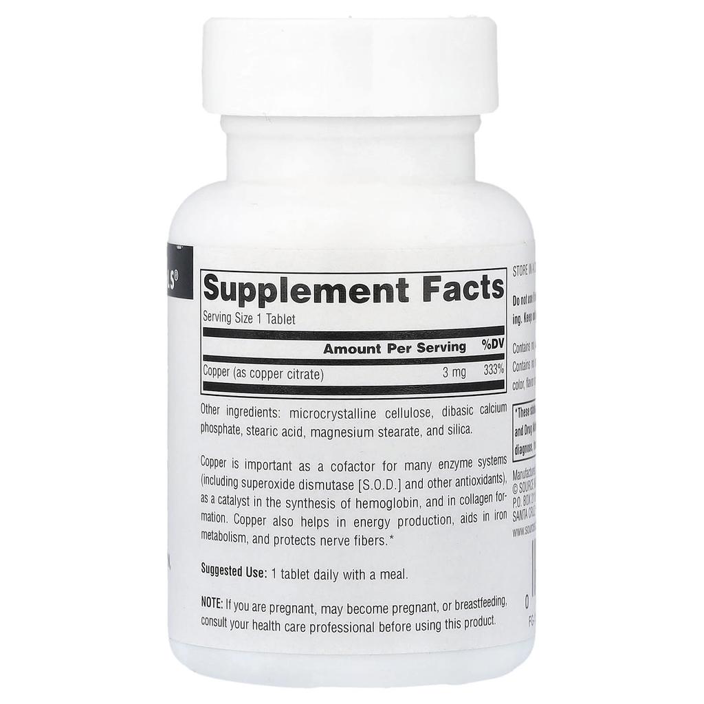 Source Naturals Медь, 3 мг, 60 таблеток