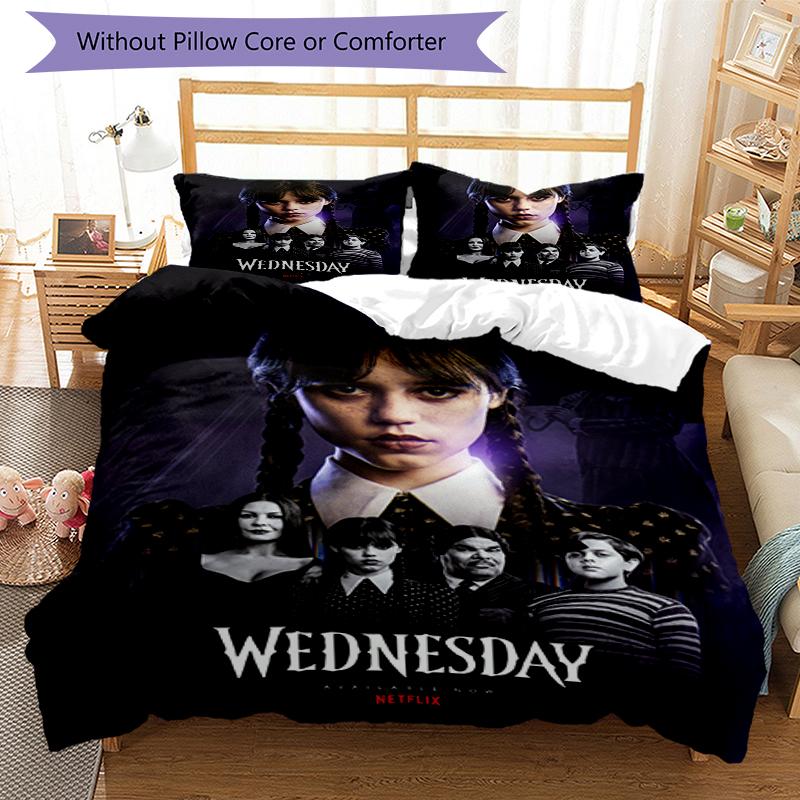 Wednesday Addams Design Bed Bedding Set 1 Duvet Cover + 2 Pillowcases Soft Breathable Household Bed Linens