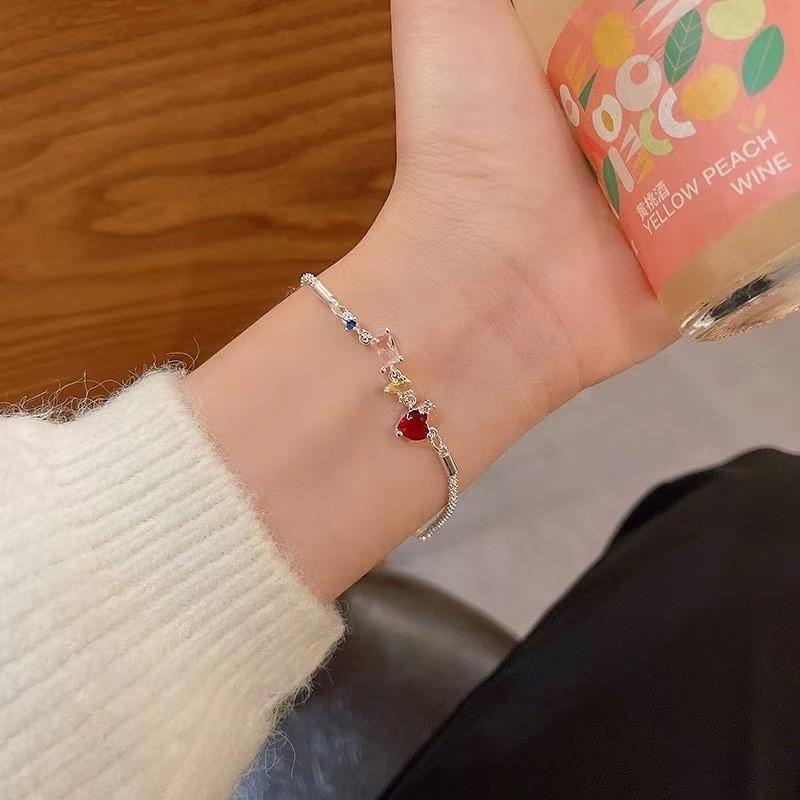 Dopamine Fashionable Summer Rainbow Beaded Flower Bracelet For Women Trendy Gift Jewelry