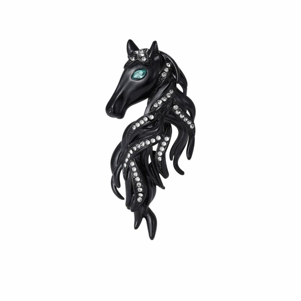 Luxury Horse Head Brooch Rhinestone Dripping Oil Enamel Jewelry Accessories Party