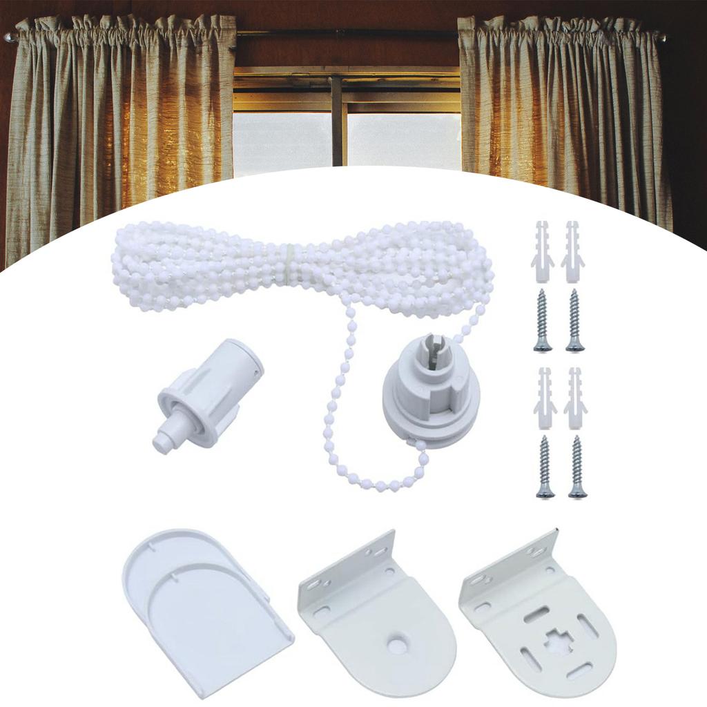 32mm Roller Blind Fittings Kits with Beaded Chain and Screws White Curtain Shade Repair Accessories for Home and Office