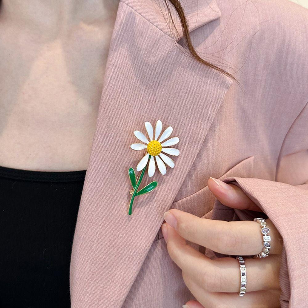 Брошь в виде ромашки в корейском стиле для воротника костюма в виде ромашки, индивидуальная брошь в том же стиле для женщин GD