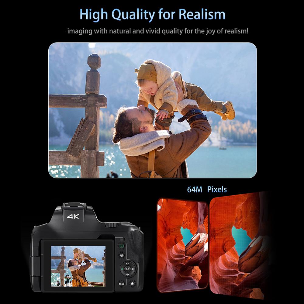 ORDRO G700 4K Цифровая камера Wi-Fi Цифровая видеокамера Видеокамера 64MP 3,0-дюймовый IPS-экран 12X