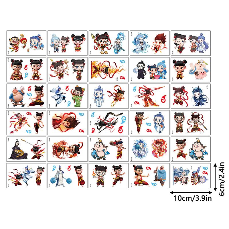 30 шт. Nezha Ao Bing водонепроницаемые и прочные цветные татуировки на руку наклейки мультфильм аниме персонажи дети временные татуировки наклейка