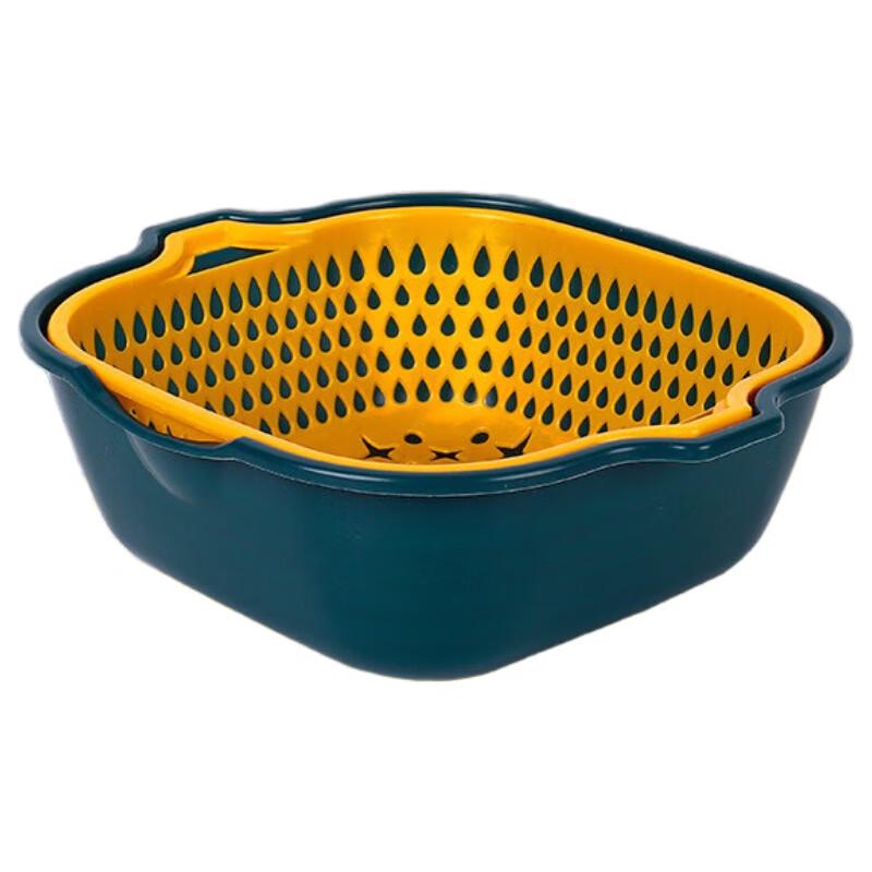 Zhishi Double-Layer Color-Block Kitchen Colander Set