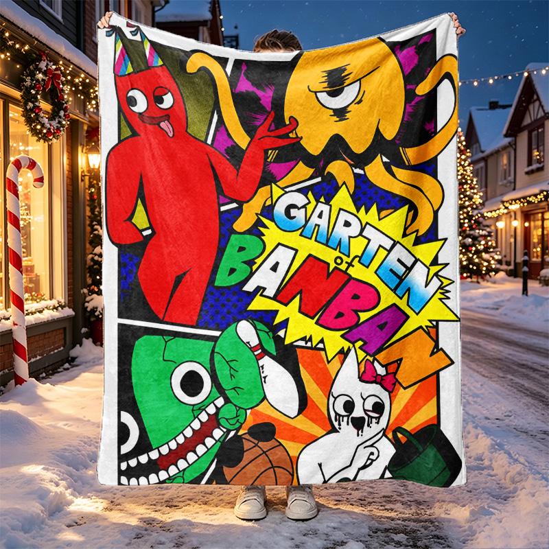 Game Rainbow Friends Pattern Blanket for Home Decoration, Bed, Sofa, Car Travel, Camping, Suitable for All Seasons, Birthday Christmas Gift
