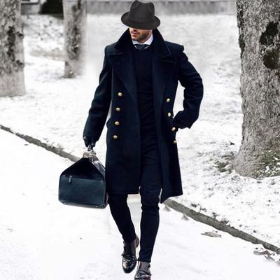 Мужское шерстяное пальто, двубортное, утолщенная шерстяная ветровка, шерстяное пальто