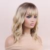 Pink Blond Dark Brown Synthetic Wigs Short Wavy Bob Wigs with Bangs for Women Daily Cosplay Natural Hair Wig Heat Resistant Fiber