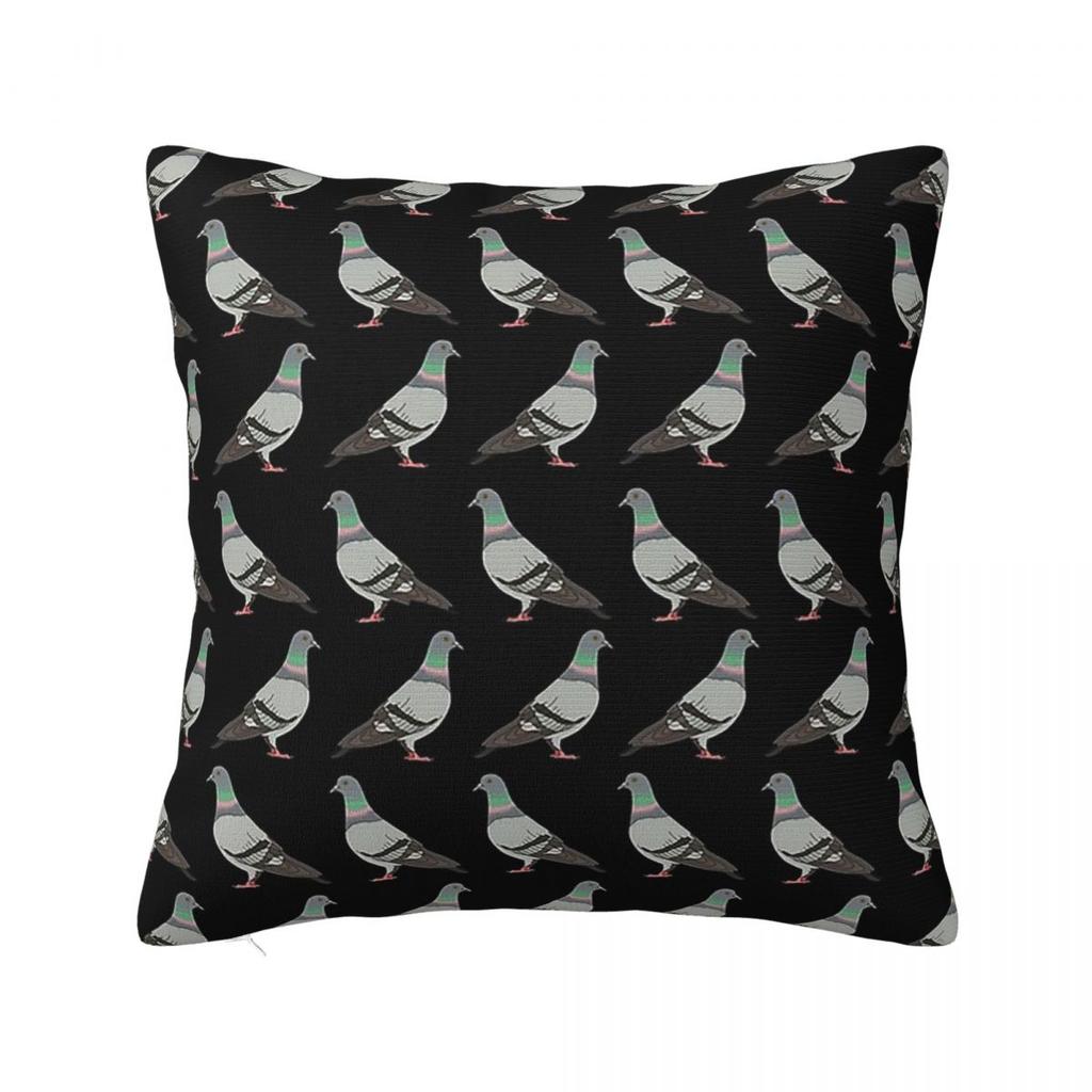 Pigeon Walk Black Background Square Pillowcase Pillow Cover Polyester Cushion Comfort Throw Pillow for Home Living Room
