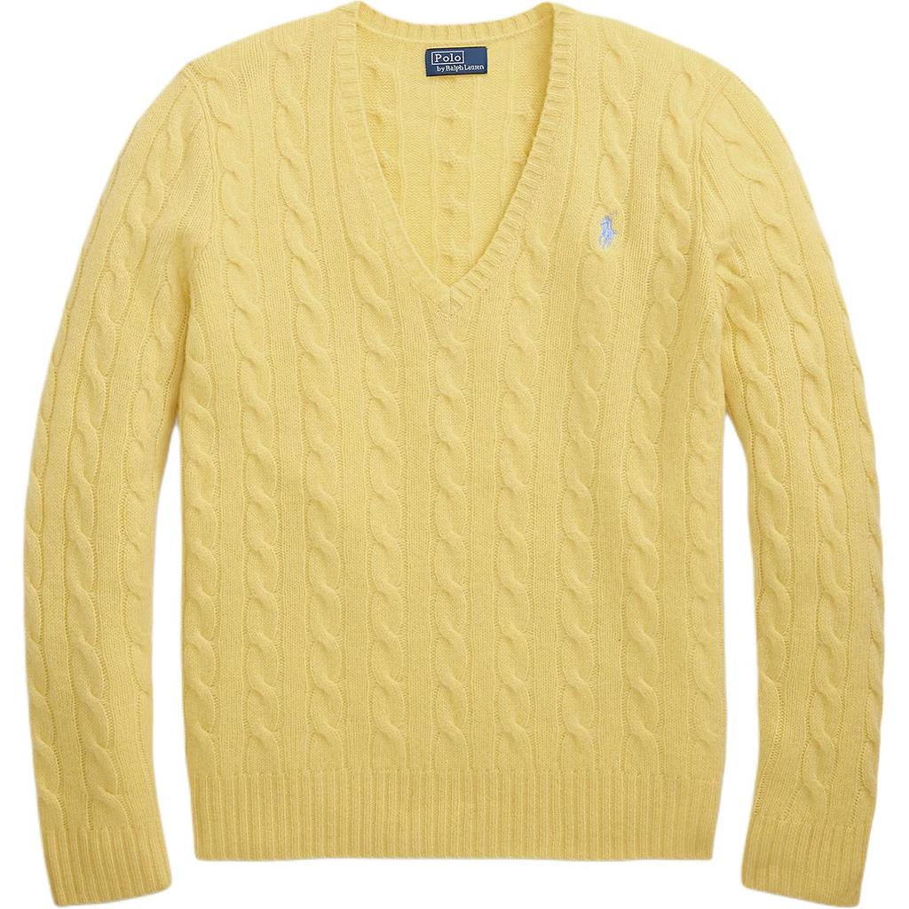 Свитер с V-образным вырезом Polo Ralph Lauren, вязаный косами, женский свитер 211971866-007