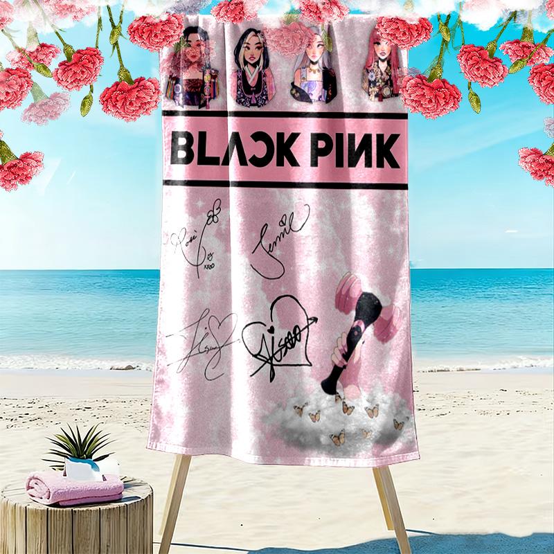 Розовый Логотип Blackpink Световой Меч Пляжное Полотенце Портативное Для Путешествий На Открытом Воздухе Кемпинг Полотенце Для Уличного Бассейна Купание У Моря Пикник На Открытом Воздухе Пляжный Коврик Пляжное Полотенце