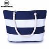 Striped Stitching Canvas Tote Shopping Bag Women Shoulder Bags Large Capacity