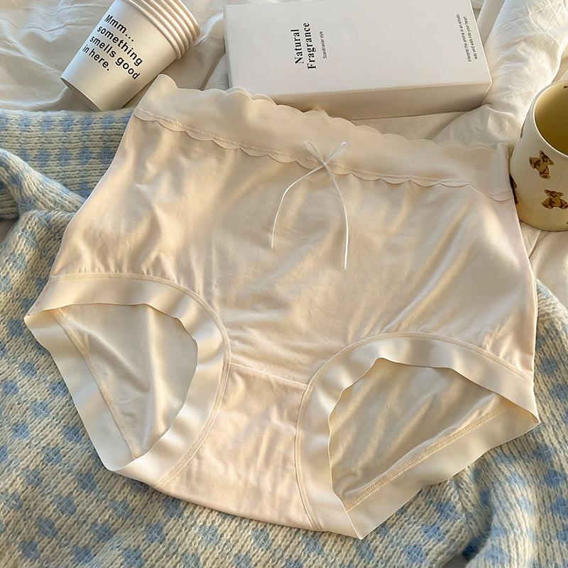 Plus Size Women's Panties High Waist Belly Lift Hip Breathable Simple Bow Underwear