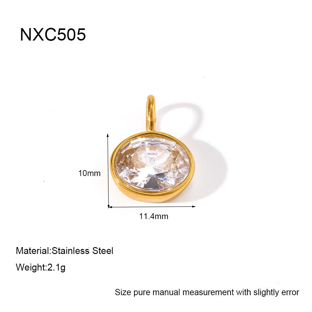 ins simple and fashionable water drop geometry single zircon pendant necklace round tube splicing collar stainless steel jewelry