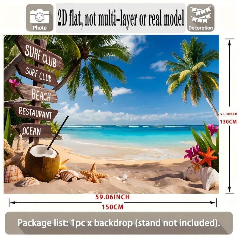 Tropical Hawaiian Beach Party Banner, Polyester Backdrop for Home Room Wall and Photo Props