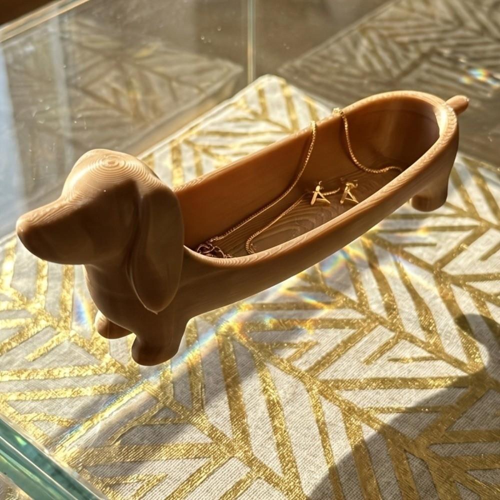 Plastic Dachshund Storage Tray 3D Printed Sausage Dog Planter Jewelry Catchall Dish Home Craft