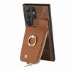 For Samsung Galaxy S25 Ultra Leather Phone Back Cover with Zipper Wallet and Ring Kickstand