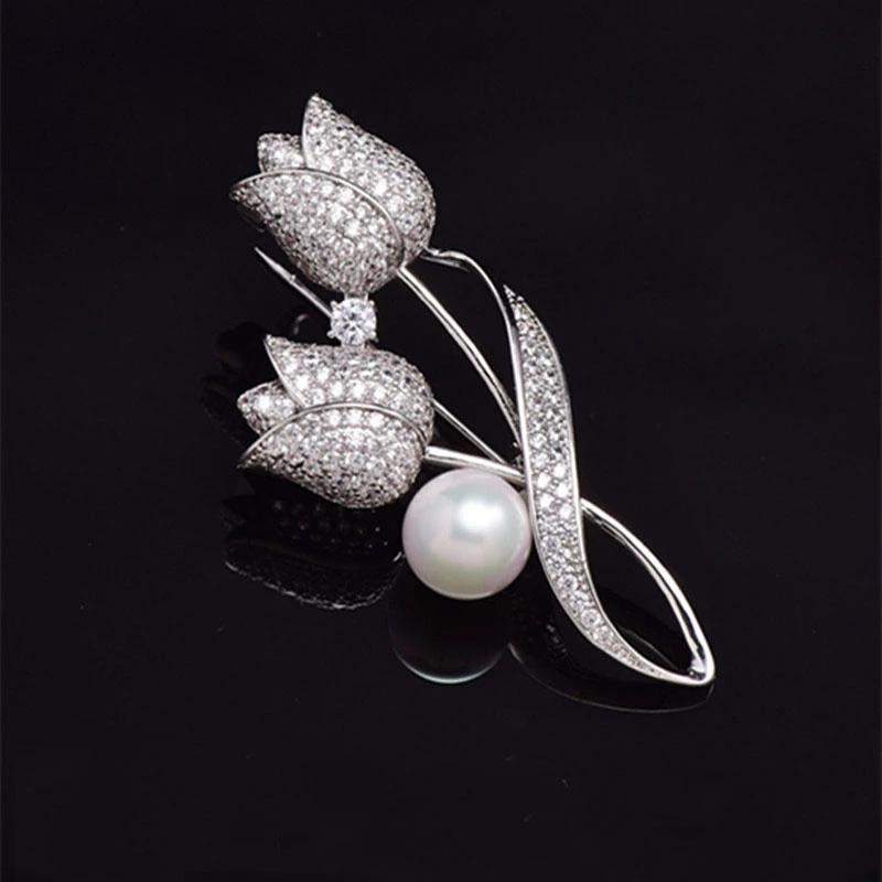 Delicate Tulip Flower Brooch For Women Elegant Suit Brooch Collar Pin Jewelry