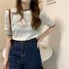 Летний кремовый Love White Lazy Wind короткий трикотажный топ женский свободный универсальный низ пуловер свитер повседневный Essential Slim Fit пуловеры футболки