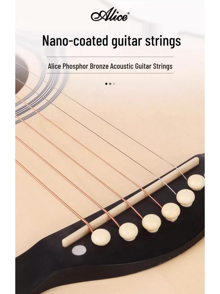 Комплект струн для акустической фолк-гитары Alice, покрытые фосфорной бронзой (6 строк)