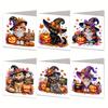 6Pcs Rhinestone Diamond Art Mosaic Postcards DIY Diamond Painting Greeting Card Set Halloween Theme Creative Halloween Card Kit