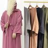Plus Size Women's Muslim Long Robe & Dress Set - Solid & Multi-Color Options