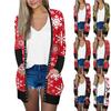 Женский повседневный кардиган с длинными рукавами и постепенным рождественским принтом, легкая куртка