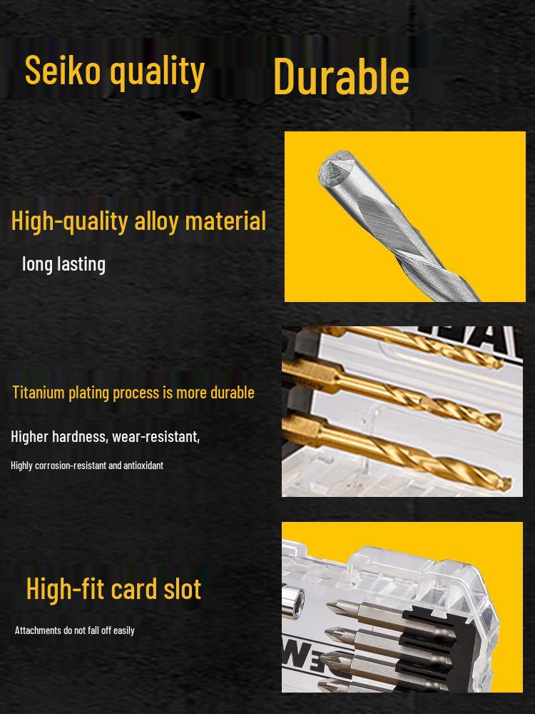 Набор бит для электрической отвертки - Сильно магнитные, Нескользящие, Высокая твердость, Крестовые (Phillips), Шестигранные (Hex), Torx, Вольфрамовая сталь.