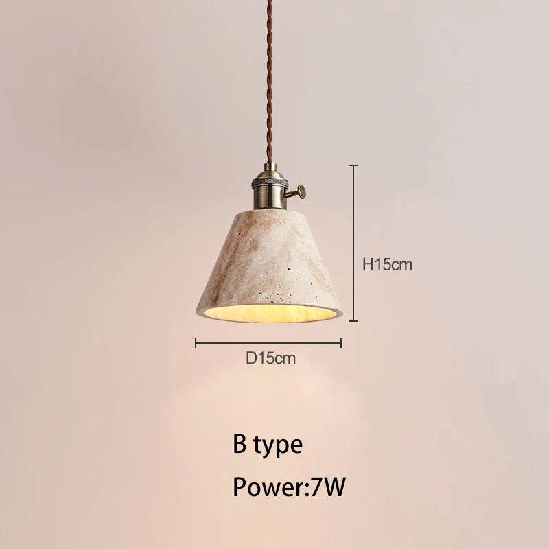 Небольшая люстра из желтого травертина в японском стиле ваби-саби, кремового цвета, для стойки регистрации, бара, ресторана, прикроватные лампы из меди