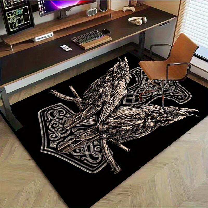 1pc. Nordic Viking Raven Thor Hammer Home Office Chair Rug Outdoor Gift Carpet Mat