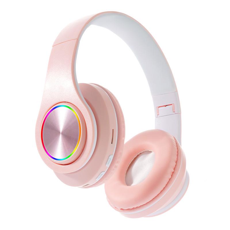 B39 Horse Head Over-Ear Wireless Bluetooth Foldable Luminous Headphones with Stereo and Card Slot.
