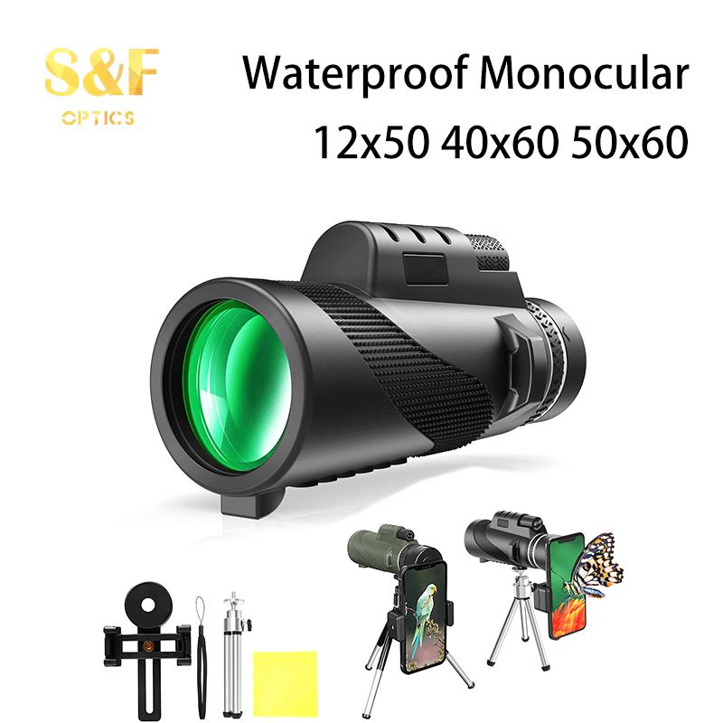 50x60 Waterproof Monocular Bird Watching Telescope With Smartphone Mount & Tripod For Travelling Hunting