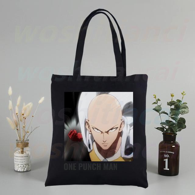 Холщовые сумки на плечо в стиле аниме One Punch Man, большая вместительная сумка Genos Saitama Sensei, сумка для колледжа, черная сумка для покупок