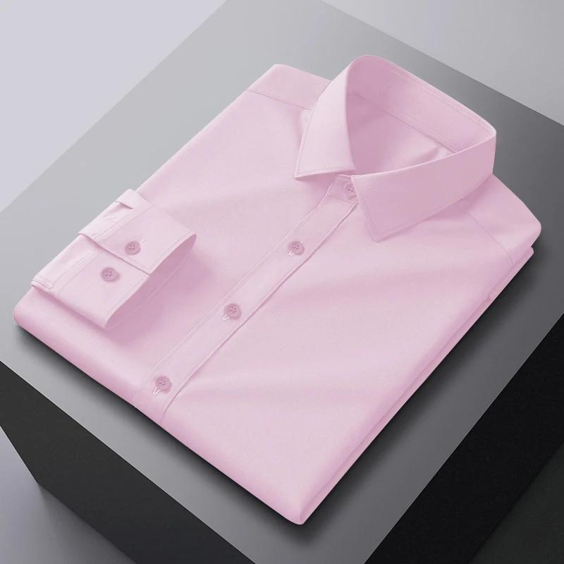 Мужская рубашка с длинным рукавом в стиле business casual, однотонная, устойчивая к сминанию, удобная, всесезонная, универсальный однотонный топ