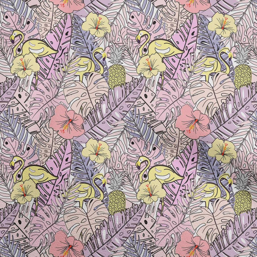 oneOone Cotton Flex Dusty Teal Green Fabric Tropical Flamingo Sewing Fabric By The Yard Printed Diy Clothing Sewing Supplies 40 Inch