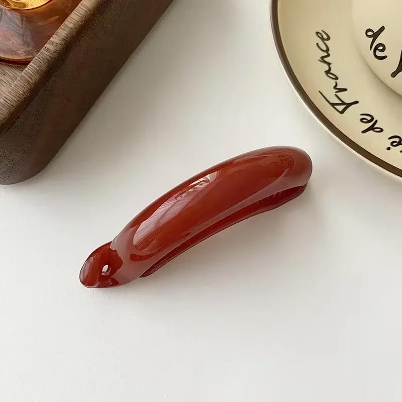 Acrylic Small Hairpin Fashion Ponytail Hairpin Minimalist Women Solid Color Banana Clip Hairpin Women Banana Clip Brown Red 2025
